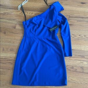 Donna Morgan Blue One-Shoulder Sheath Dress size 8